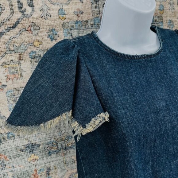 Stem Denim Dress Girls Size 8 Flutter Sleeve Dark Wash - Picture 3 of 10